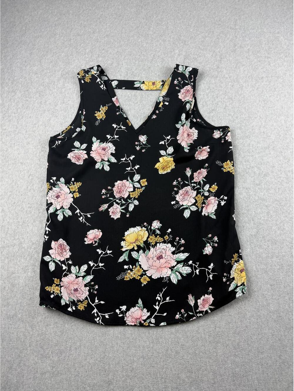 Easy black floral lightweight tank